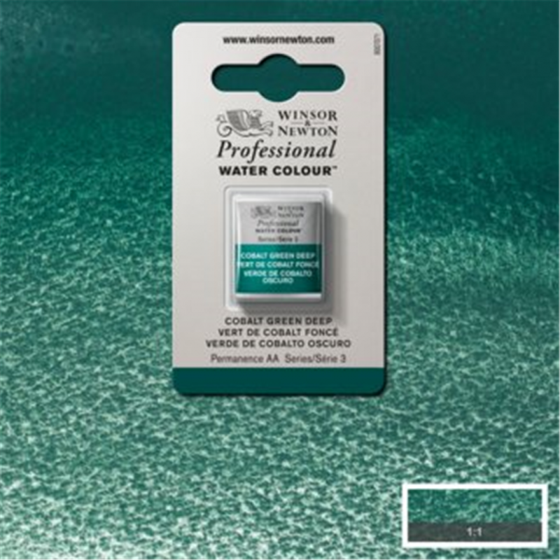 Winsor & Newton Professional Water Colour 1/2 Godet Awc Serie 3 - Colore 185 Verde Cobalto Scuro