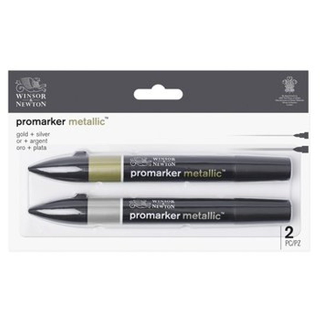 W&N PROMARKER - SET da 2 Pennarelli Gold+Silver serie metallic — immagine 2