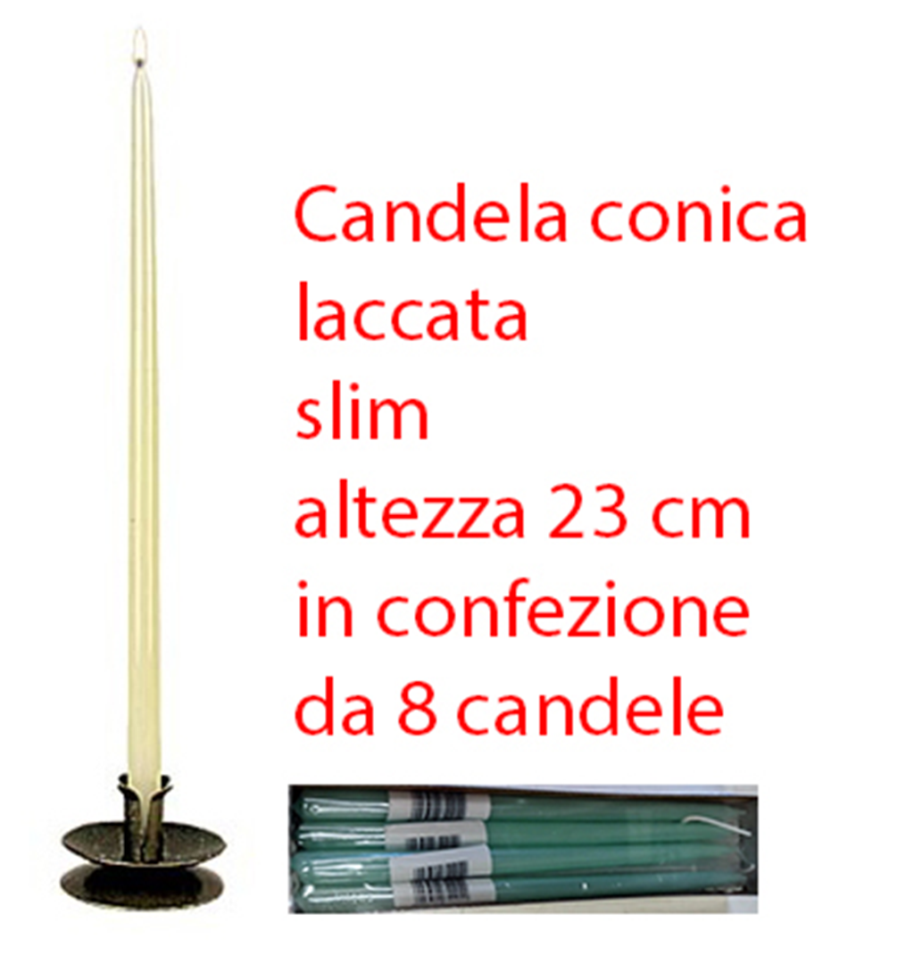 Candela Conica Laccata Slim 23cm Bianco — immagine 2