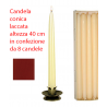 8 Pcs Pack Conical Lacquered Candle 40cm Bordeaux | Selezione Vertecchi