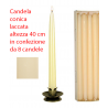 8 Pcs Pack Conical Lacquered Candle 40cm Ivory | Selezione Vertecchi