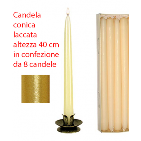 Candela Conica Laccata 40cm Oro