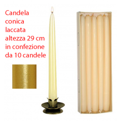 Selezione Vertecchi 10 Pcs Pack Candela Conica Laccata Metal 29cm 1pz Oro