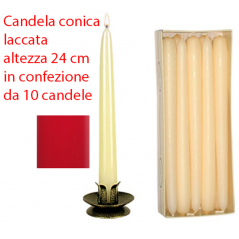 Selezione Vertecchi 10 Pcs Pack Candela Conica Laccata 24cm 1pz Rosso