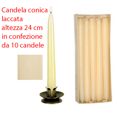 Selezione Vertecchi 10 Pcs Pack Candela Conica Laccata 24cm 1pz Avorio