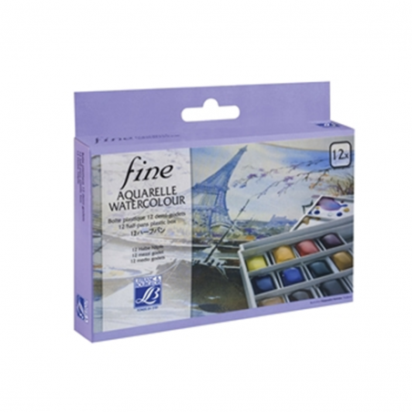 Confezione In Plastica 12 1/2 Godets Acquarello Fine