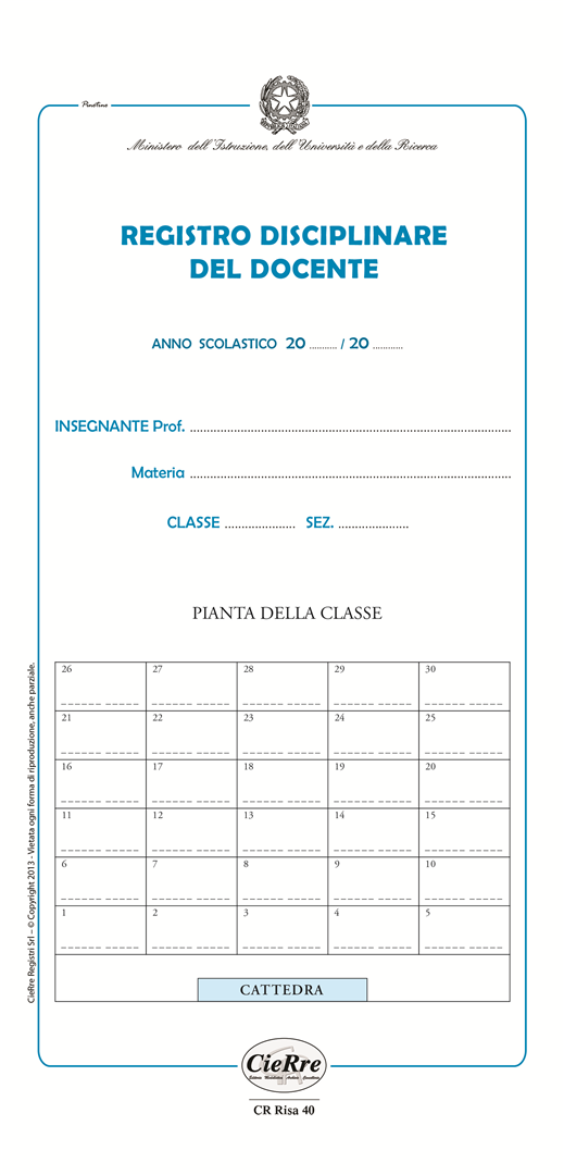 Registro Del Professore "veloce"  2 Fascicoli Carta Usomano 34x16,5 — immagine 3