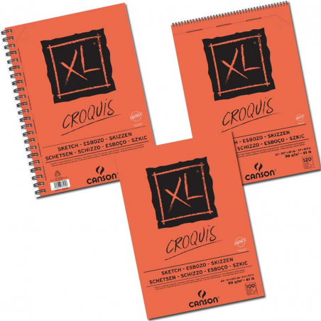 Blocco A4 Xl Croquis 120 Fogli 90 G/mq Spirale Su Lato Corto, Fogli Microperforati
