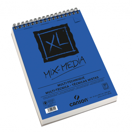 Blocco A4 Xl Mix-Media 30 Fogli 300 G/mq Gm Spirale Su Lato Corto, Fogli Microperforati