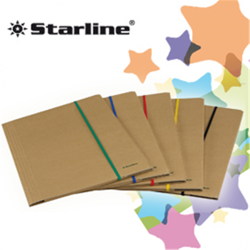 Starline Confezione Pz 5 Cartellina 3 Lembi 25x35 Cartone Fsc C/elastico Piatto 5mm 