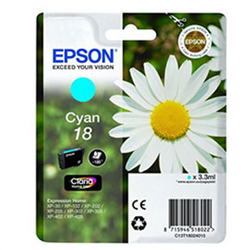 Epson Cyan Cartridge Claria Homeserie 18-Daisy In Conf. Blister Rs-Ref. C13t18024010
