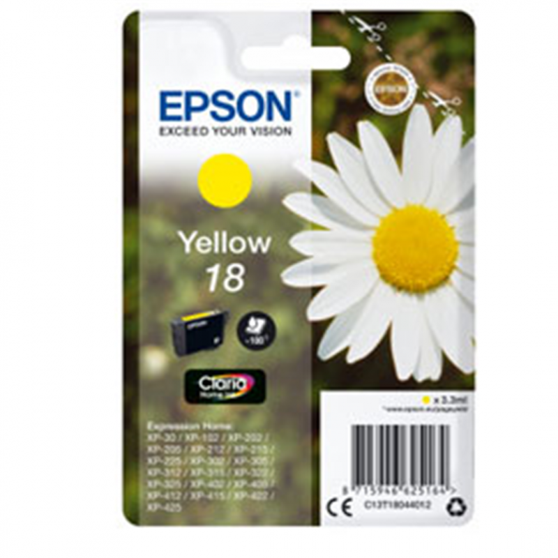 Epson Yellow Cartridge Claria Home Series 18-Daisy In Conf. Blister Rs-Ref. C13t18044010