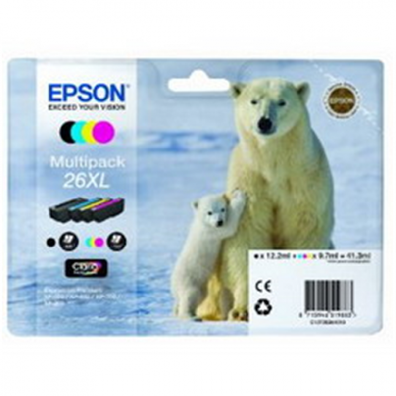 Epson Multipack 26xl N.4 Cartucce Serie 26xl/orso Polare Nero Ciano Magenta Giallo