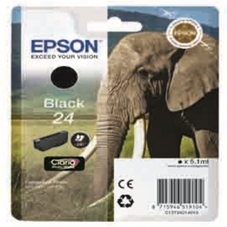 Epson Black Cartridge Claria Photo Hd Series 24 Elephant-Ref. C13t24214010
