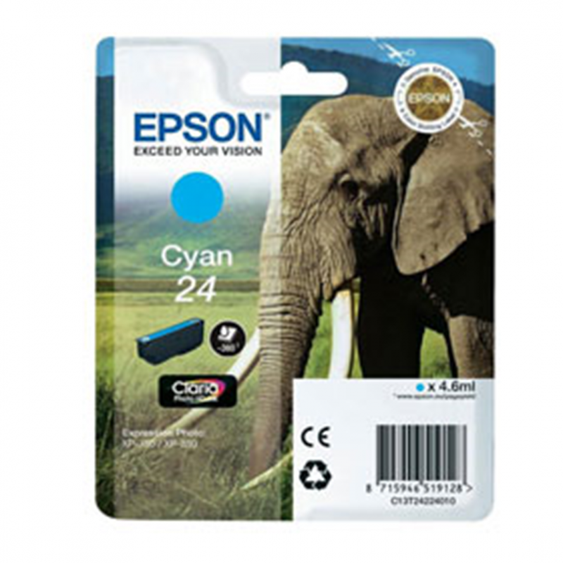 Epson Cyan Cartridge Claria Photo Hd Series 24 Elephant-Ref. C13t24224010