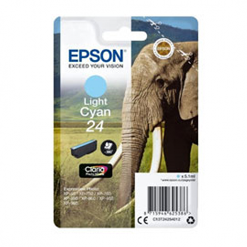 Epson Light Cyan Cartridge Claria Photo Hd Series 24 Elephant-Ref. C13t24254010