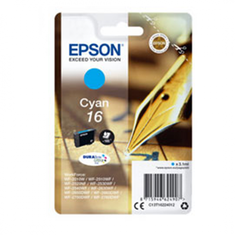 Epson Durabrite Ultra Pigment Cyan Cartridge, Series 16-Pen And Crosswords-Ref. C13t16224010
