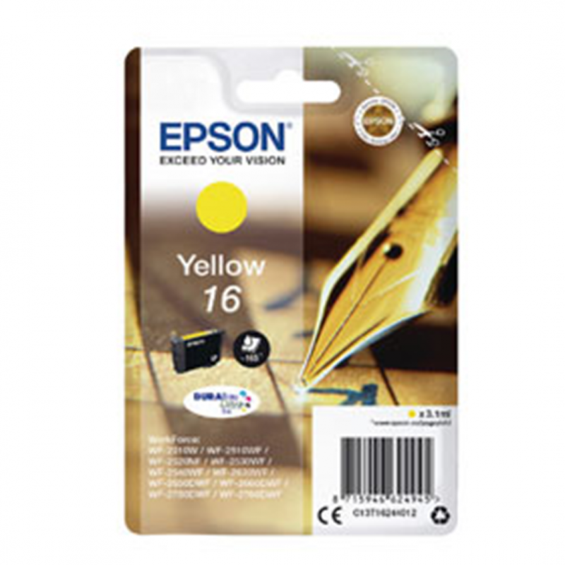 Epson Durabrite Ultra Ink Cartridge Yellow Pigments, Series 16-Pen And Puzzle Games,-Ref. C13t16244010