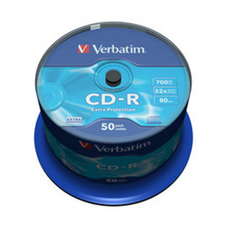 Verbatim Scatola 50 Cd-R Datalife Spindle 1x-52x 700mb Serigrafato Extra Protection