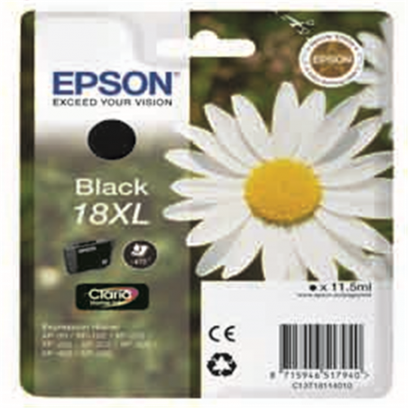 Epson Black Cartridge (pigments)  Claria 18xl Series Home/daisy In Conf. Blister-Ref. C13t18114010