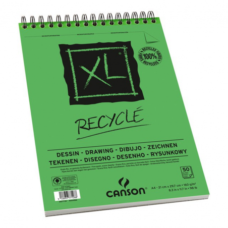 Blocco A4 Xl Recycle' 50 Fogli 160 G/mq Con Spirale Su Lato Corto