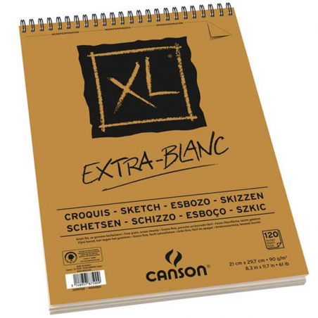 Blocco A4 Xl Extra-Blanc 120 Fogli 90 G/mq Con Spirale Su Lato Corto