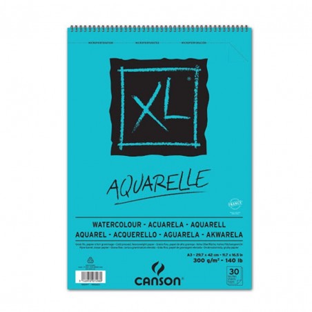 Blocco A3 Xl Aquarelle 30 Fogli 300 G/mq Gf Spirale Su Lato Corto, Fogli Microperforati