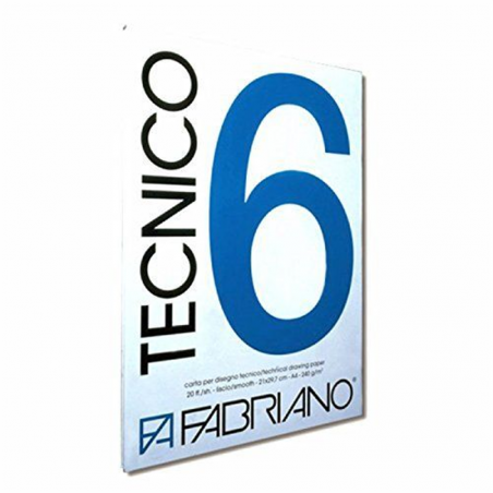 Blocco  Tecnico 6 35x50 Cm Fogli Ruvidi 220 Gr 20 Fogli - Blocco Collato Su 1 Lato