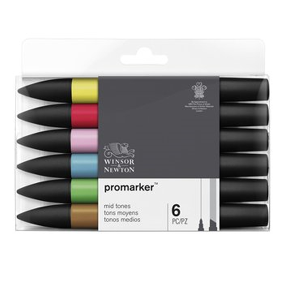 W&N Promarker - Set da 6 pennarelli serie Mid Tones — immagine 4