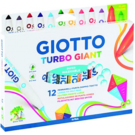 Giotto Astuccio 12 Pennarelli  Turbo Giant Classici+2 Neon