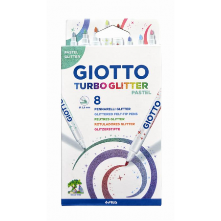Giotto Astuccio 8 Pennarelli  Turbo Glitter Pastel