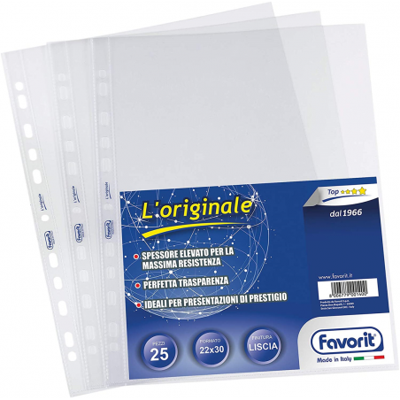 Confezione 25 Buste A Foratura L’originale Formato 22x30 Cm Spessore Top Alto Finitura Liscia