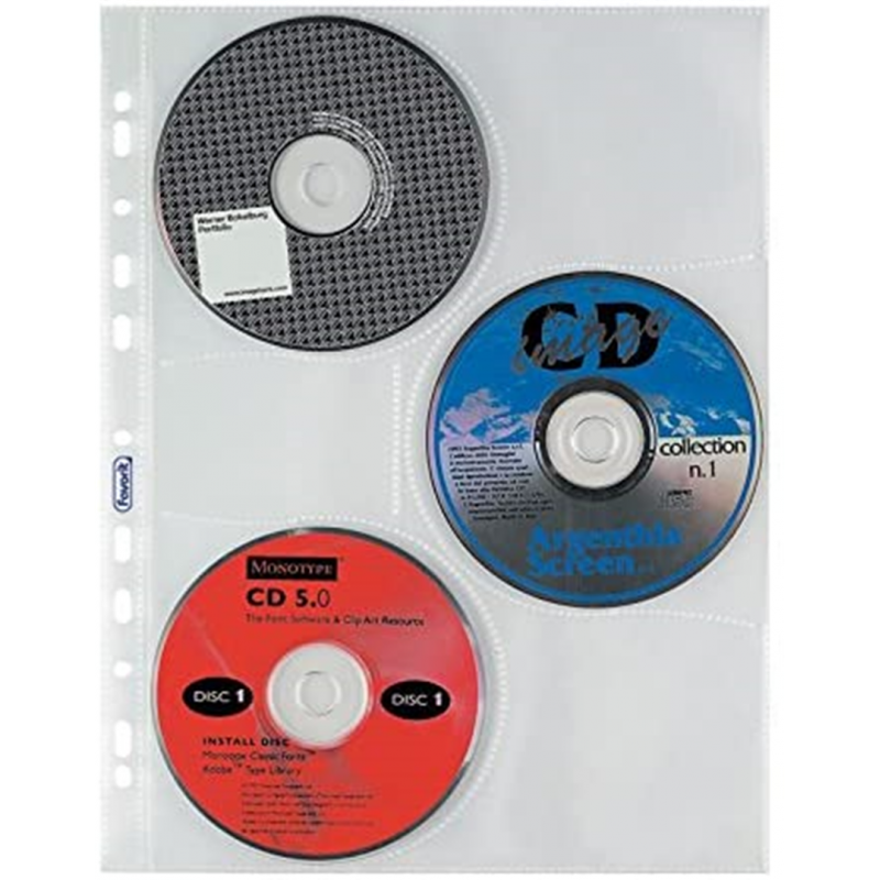 Favorit Confezione 10 Buste Formato 24x31,2 Cm A Foratura Porta Cd / Dvd Spessore Superior Alto Finitura Liscia