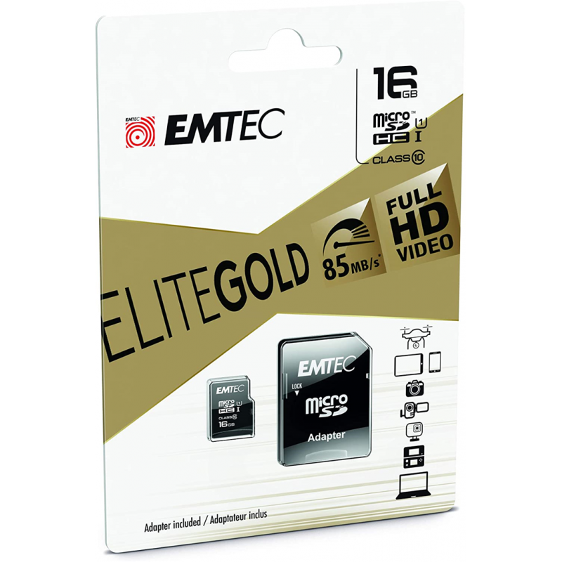 Emtec Micro Sdhc  16gb Class 10 Gold Plus Con Adattatore
