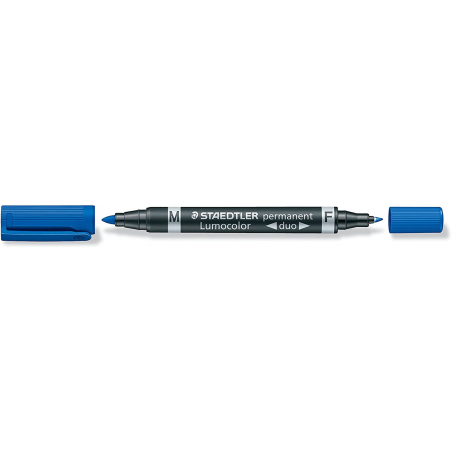 Pennarello Lumocolor Duo Permanent 348 F-M Blu Punta 1,5mm
