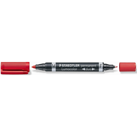 Pennarello Lumocolor Duo Permanent 348 F-M Rosso Punta 1,5mm