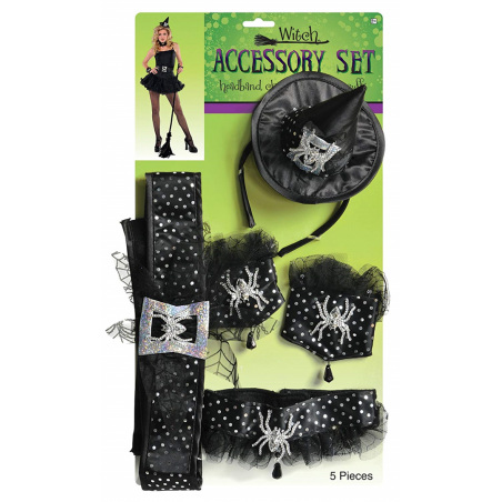 Set Strega Nero Argento C/ragni