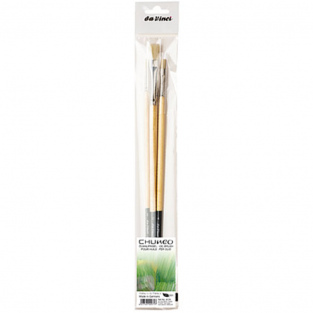 Set Pennelli Chuneo Pezzi 3 Manico Lungo Per Olio E Acrilico