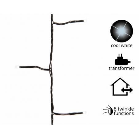 Filo 360led Twinkle Nr 27mt C/trasfor Esterno Luce Bianca Fredda-8 Funzioni
