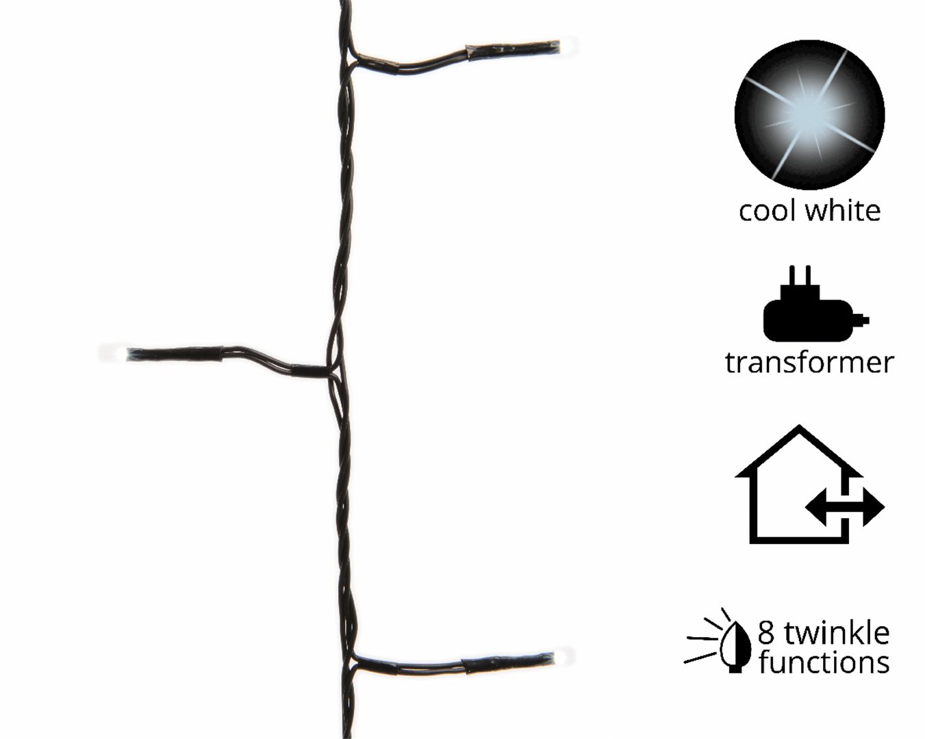 Filo 360led Twinkle Nr 27mt C/trasfor Esterno Luce Bianca Fredda-8 Funzioni