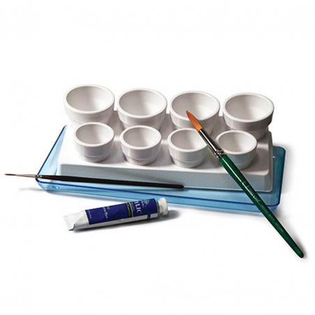 Set Pittura 8 Vasetti Antiurto Con Base Misure Assortite