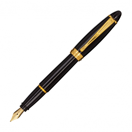Aurora Style Resin Matt: Penna Stilografica In Resina Nera Opaca Con Finiture Oro Rosa, Pennino M - Confezione Regalo