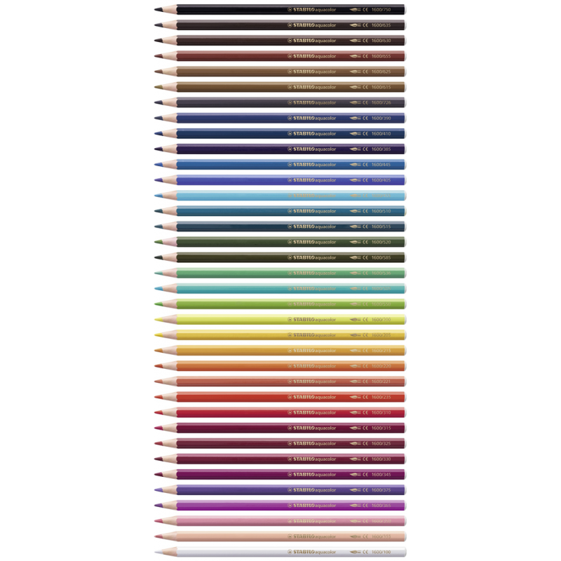 Matita colorata acquarellabile - STABILOaquacolor - Scatola in Metallo da 36 - Colori assortiti