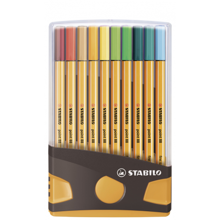 FINELINER - STABILO POINT 88 - COLORPARADE IN ROSSO - ASTUCCIO DA 20 CON APPENDINO - COLORI ASSORTITI