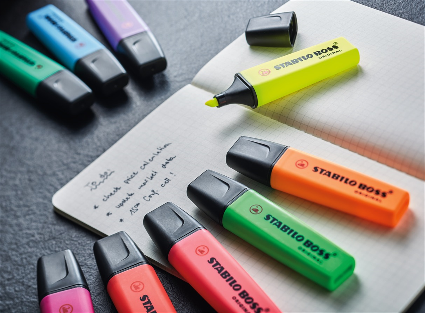 Evidenziatore - STABILO BOSS ORIGINAL - Astuccio da 8 - Colori assortiti — immagine 5