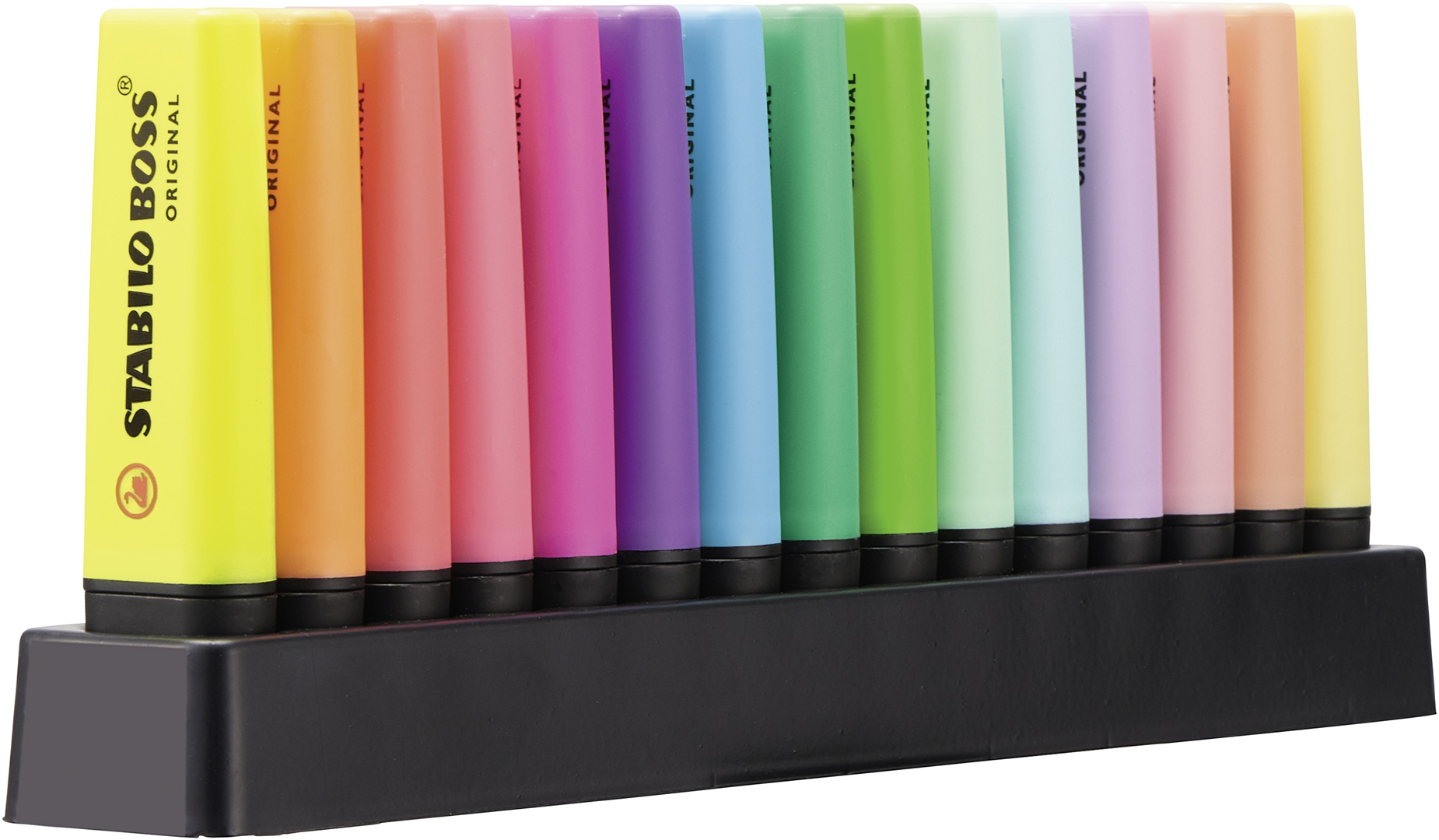 EVIDENZIATORE - STABILO BOSS ORIGINAL DESK-SET - 15 COLORI ASSORTITI 9 NEON + 6 PASTEL — immagine 7