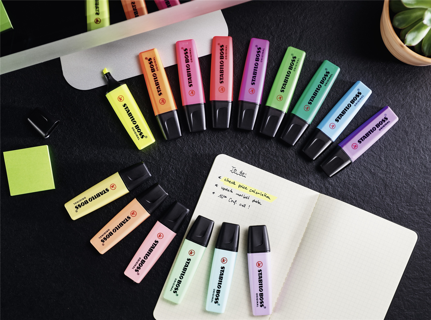 EVIDENZIATORE - STABILO BOSS ORIGINAL DESK-SET - 15 COLORI ASSORTITI 9 NEON + 6 PASTEL — immagine 12