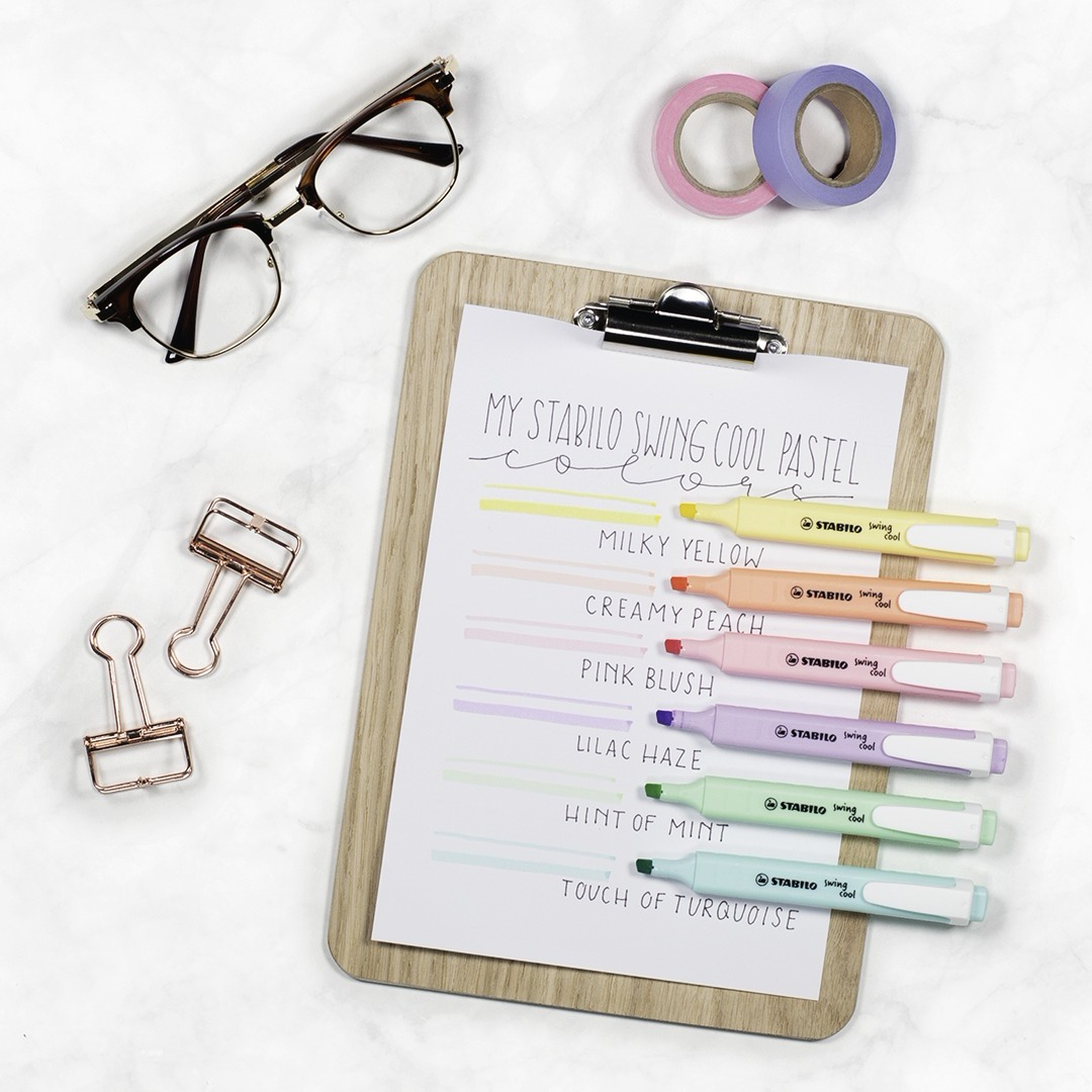 Evidenziatore - STABILO swing cool Pastel - Astuccio da 6 - Colori assortiti — immagine 5