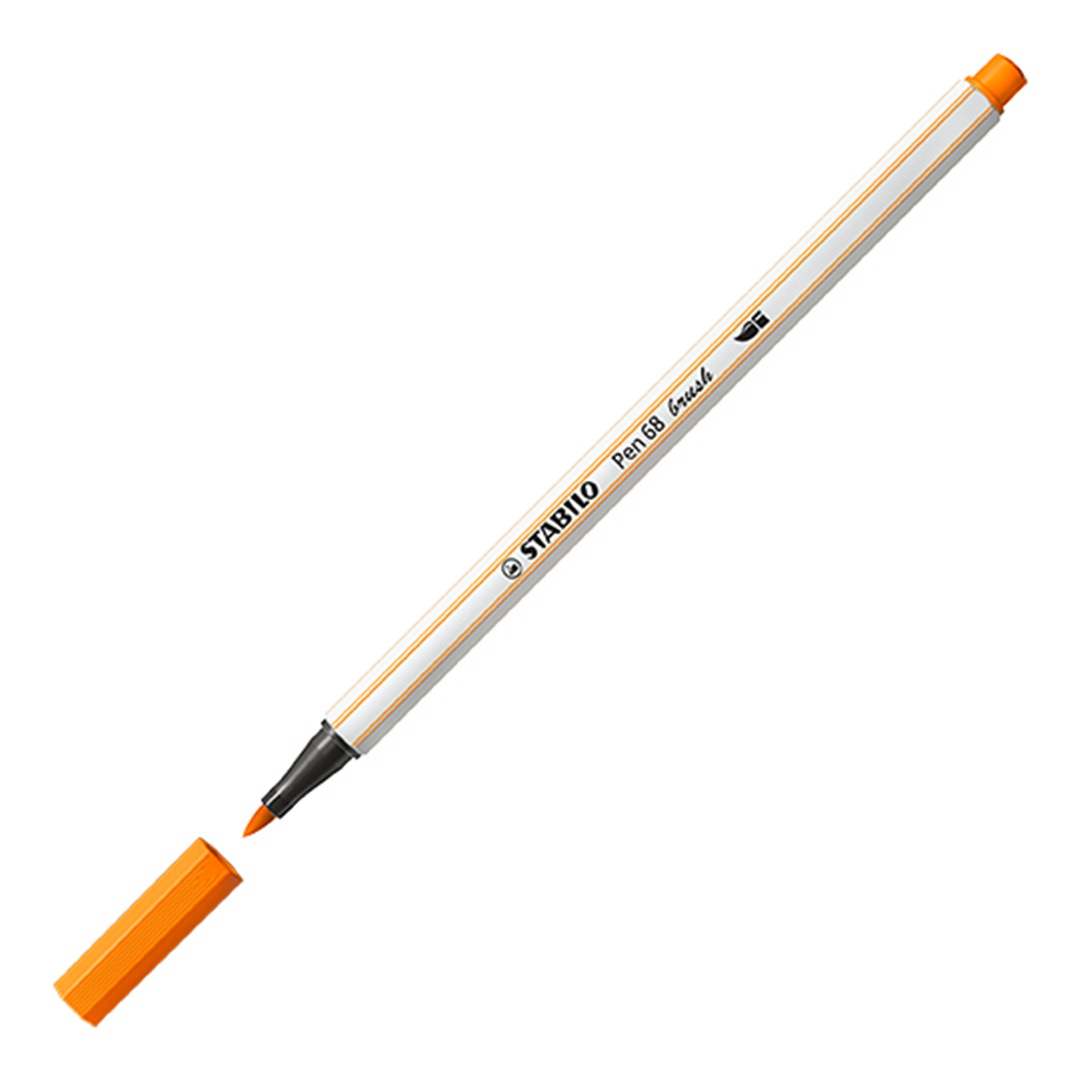 Pennarello Premium con punta a pennello - STABILO Pen 68 brush - Arancione — immagine 2