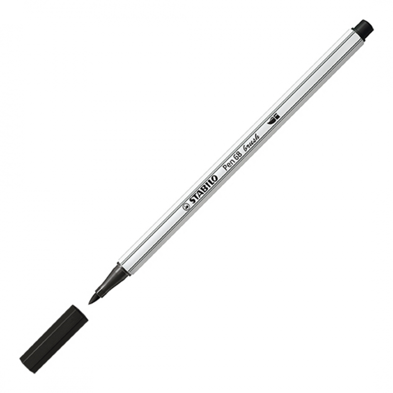 Pennarello Premium con punta a pennello - STABILO Pen 68 brush - Scatola in metallo da 25 - con 19 colori assortiti